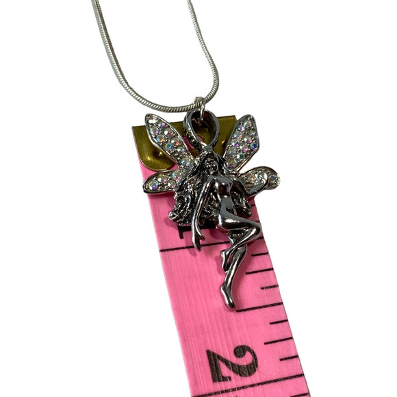 Fairy Vintage Kirks Folly Silver Crystal Wings "Queen Of The Fairies" Necklace - Picture 7 of 9